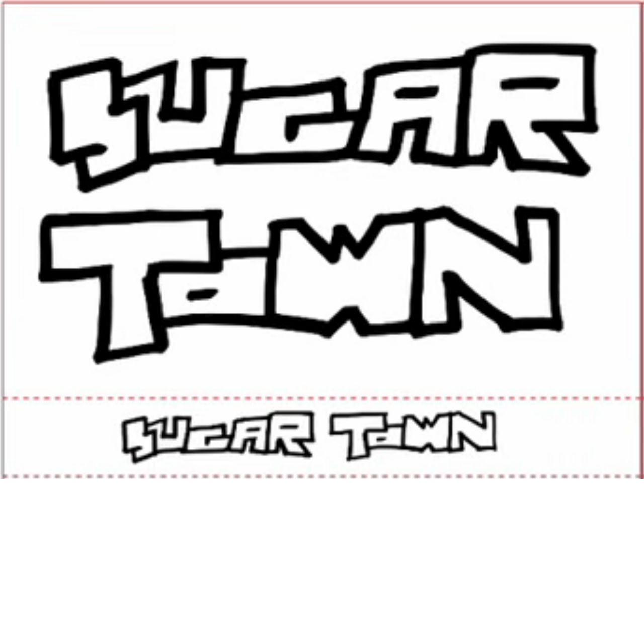 The cassette insert of the Sugar Town Demo, with blocky bold sharpie letters reading "Sugar Town" on the front and spine.