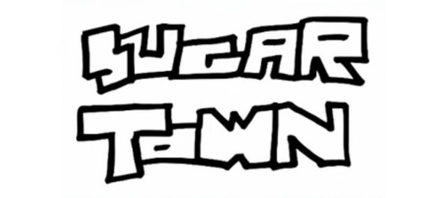 Blocky sharpie letters reading "Sugar Town"